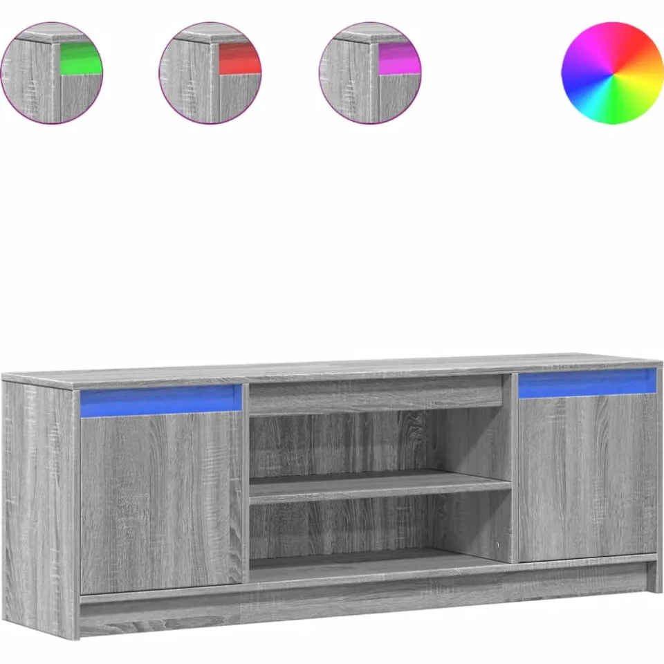 vidaXL Tv-meubel met LED 139,5x34x50 cm bewerkt hout grijs sonoma, foto 3