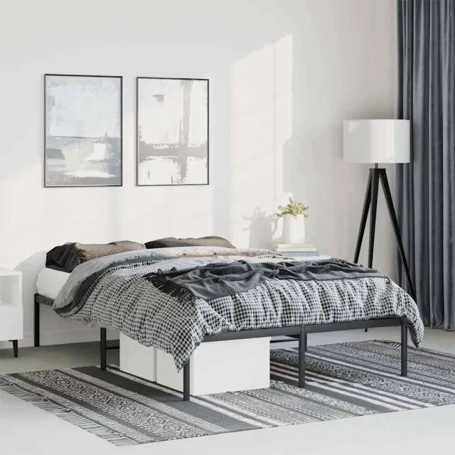 vidaXL Bedframe metaal zwart 135x190 cm