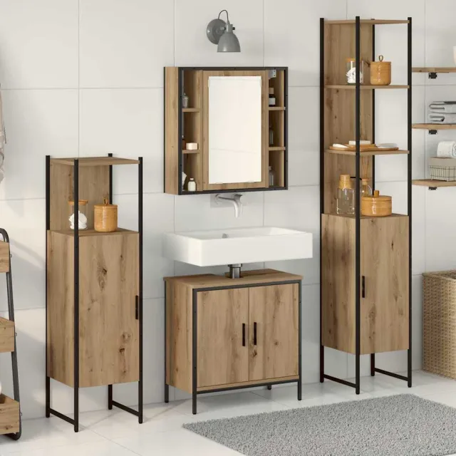 vidaXL Badkamermeubelset 4 st Bruin Bewerkt hout