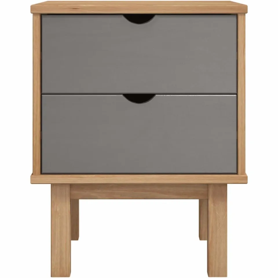vidaXL Nachtkastje OTTA 45x39x57 cm grenenhout bruin en grijs