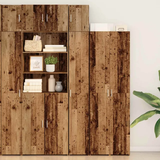 vidaXL Opbergkast met Planken Oud hout 30 x 42,5 x 225 cm Bewerkt hout Bruin