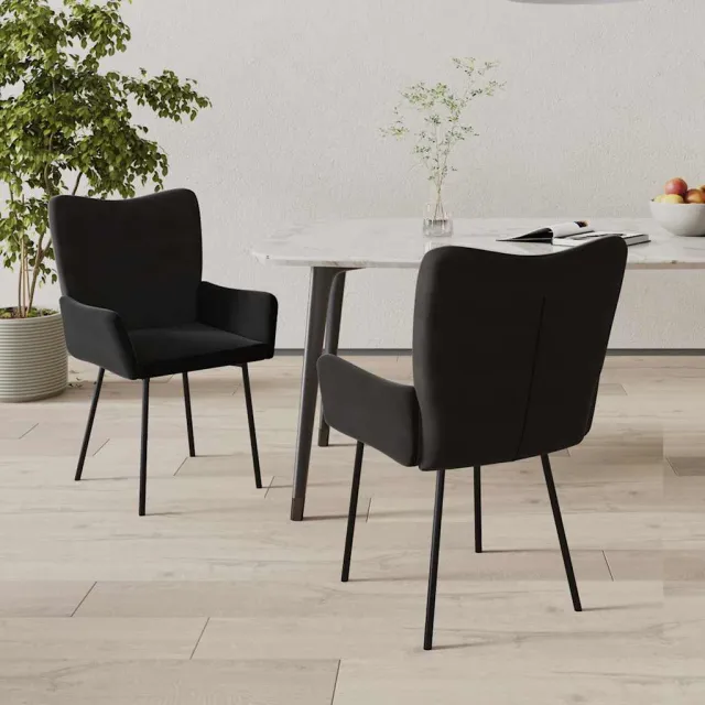 vidaXL Eetkamerstoelen 2 st fluweel zwart, foto 2