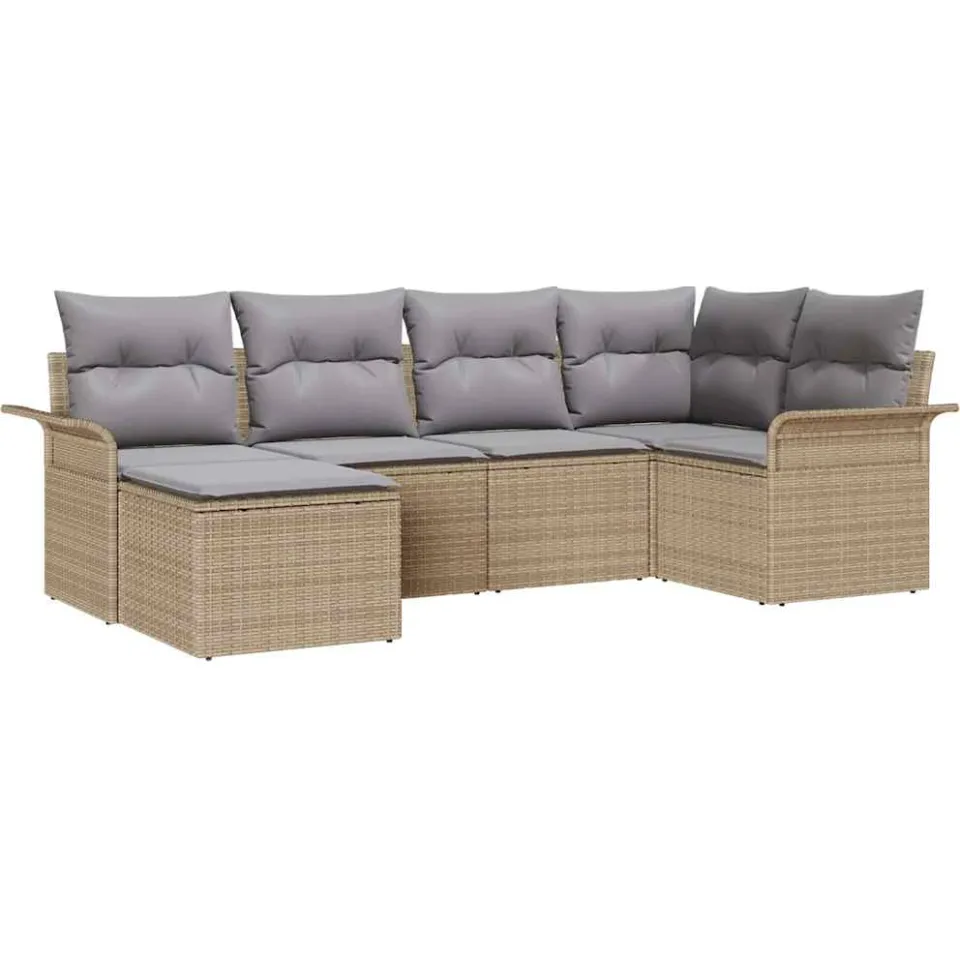 vidaXL Tuin Sofa Set 6 st Beige poly rattan