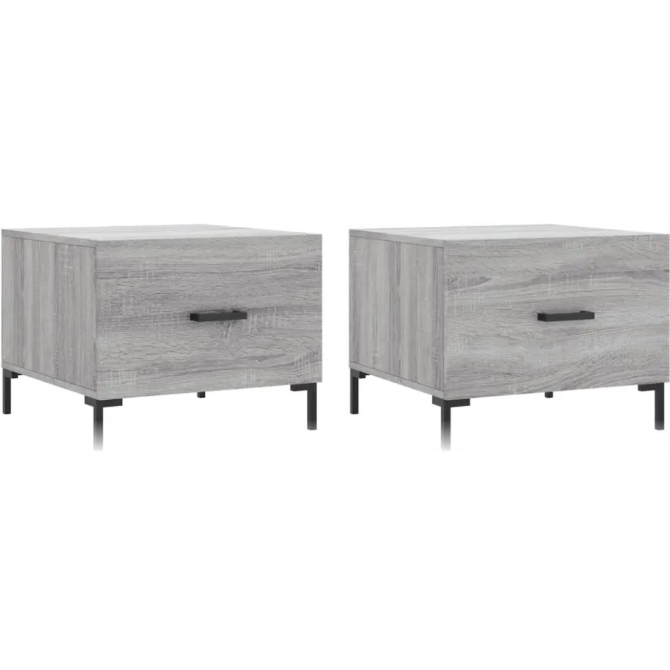 vidaXL Salontafels 2 st 50x50x40 cm bewerkt hout grijs sonoma eiken, foto 3