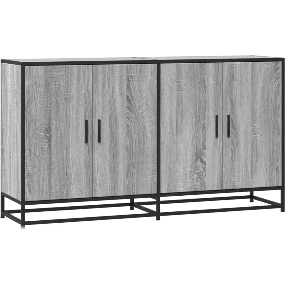 vidaXL Dressoir 134x35x76 cm bewerkt hout grijs sonoma eikenkleurig, foto 3