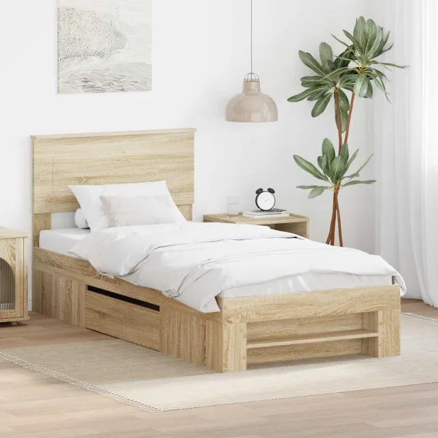 vidaXL Bedframe Sonoma Eiken 75 x 190 cm Bewerkt hout Bruin