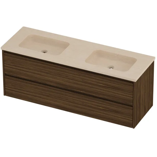 Proline Rollo Badmeubelset Hardsteen Elegant Dubbel 140x46x54 cm Sand Stone Cabana Oak Eiken