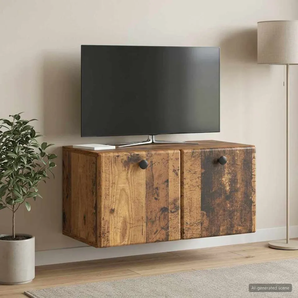vidaXL Wandbeugel TV-kast 59,5 x 31 x 30 cm Oud hout Bewerkt hout bruin, foto 4