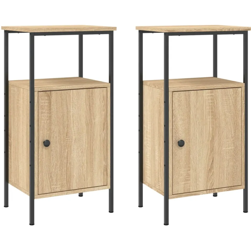 vidaXL Nachtkastjes 2 st 41x31x80 cm sonoma eikenkleurig, foto 3