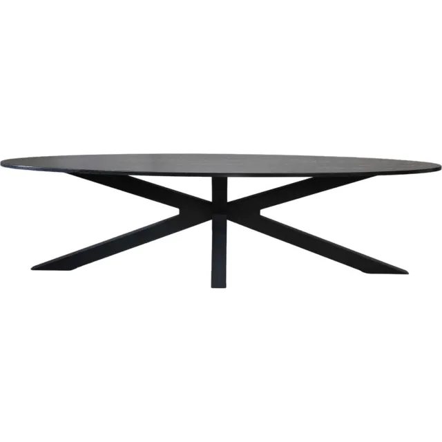 Lizzely Garden & Living Eettafel ovaal 300cm Rato zwart ovale tafel MDF eetkamertafel
