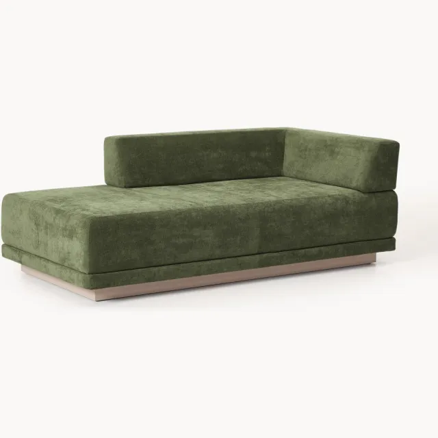 Westwing Collection Hoek chaise longue module Colin Beige, Groen