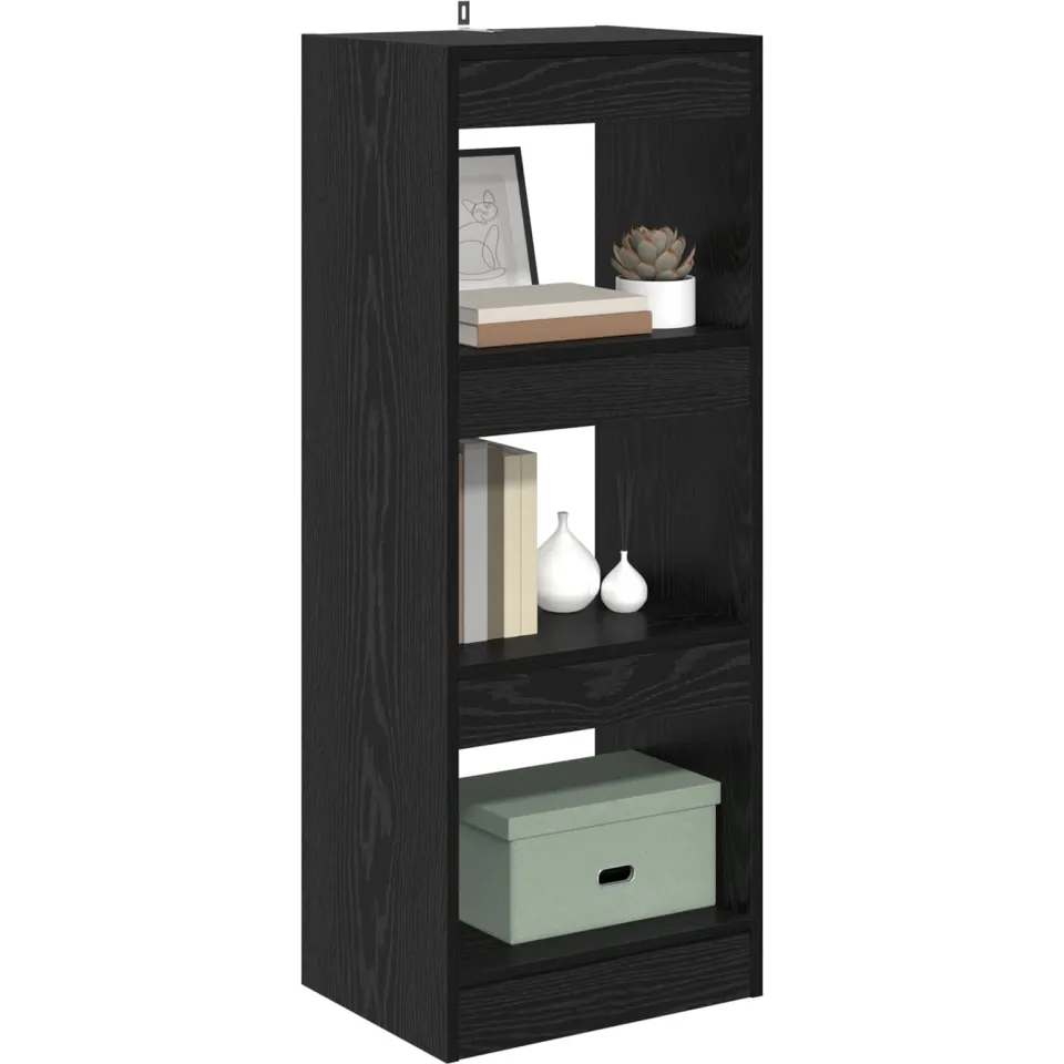 vidaXL Boekenkast 3-laags 37 x 30 x 103 cm Bewerkt hout Zwart eiken