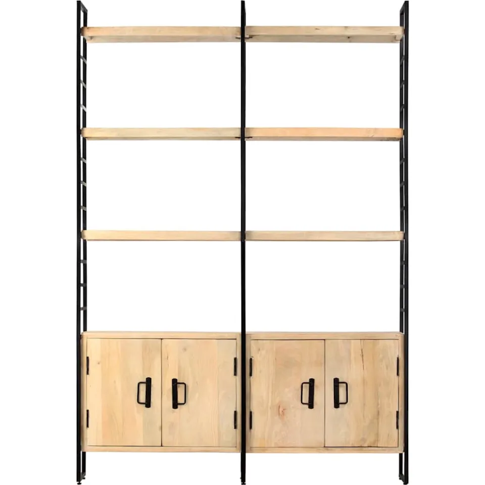 vidaXL Boekenkast met 4 schappen 124x30x180 cm massief mangohout bruin, foto 2