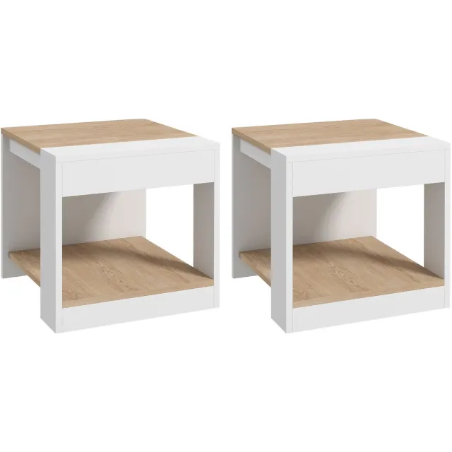 Homcom bijzettafelset - Spaanplaat - 40x40x45cm - Wit