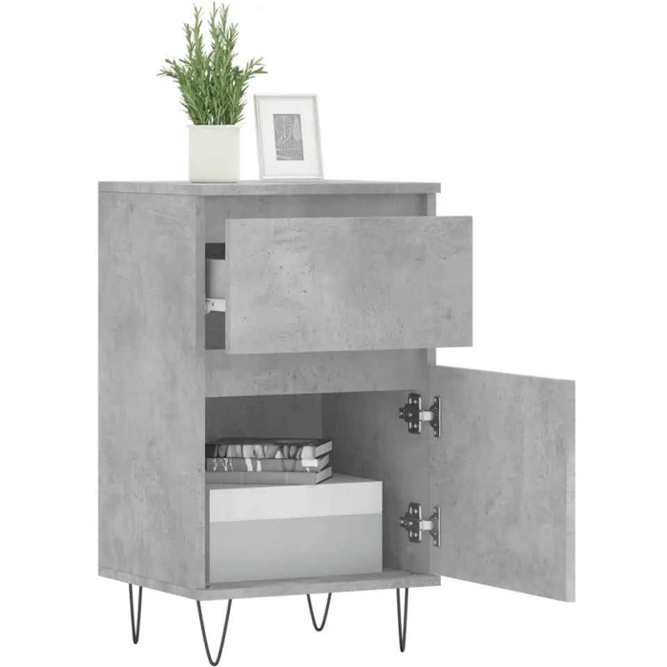 vidaXL Dressoir 40x35x70 cm bewerkt hout betongrijs grijs, foto 4
