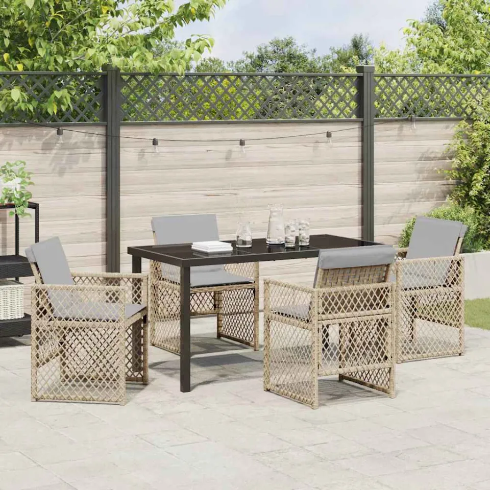 vidaXL Tuin eettafelset 5 st Beige poly rattan, foto 3