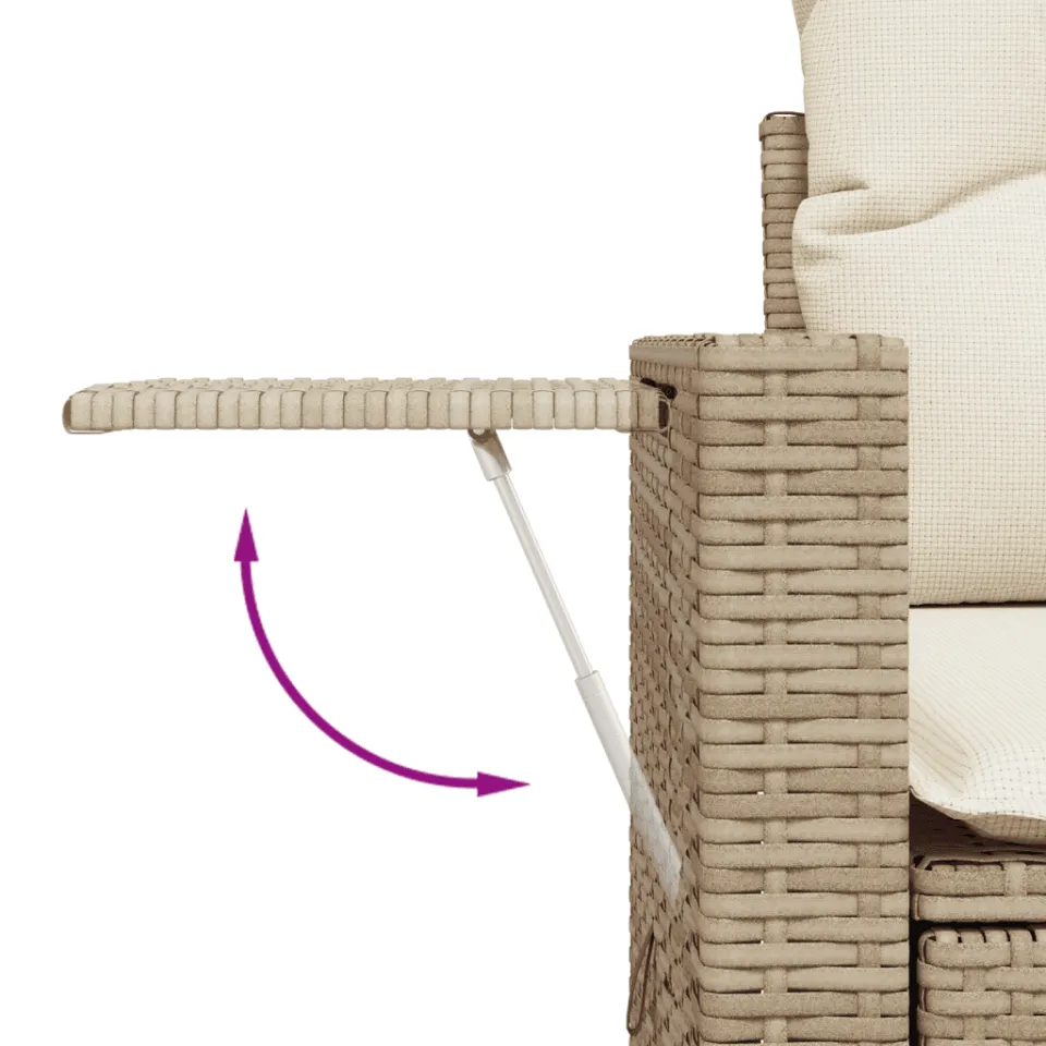 vidaXL 7-delige Loungeset met kussens poly rattan beige, foto 4