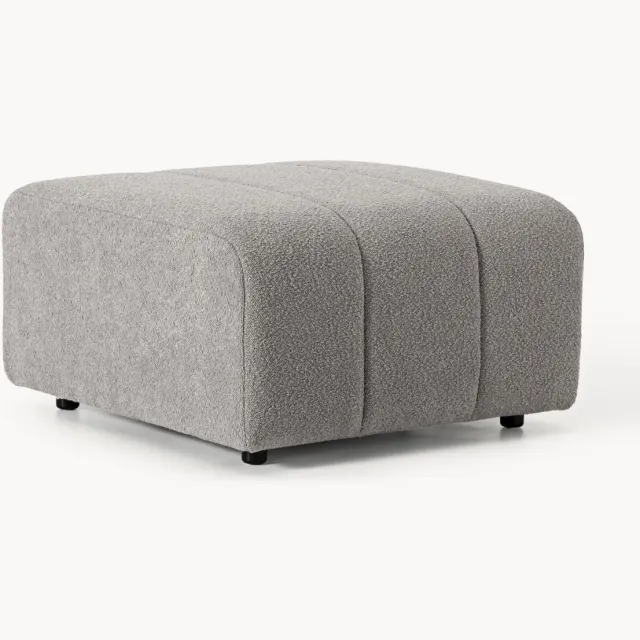Westwing Collection Bouclé voetenbank Lena Grijs