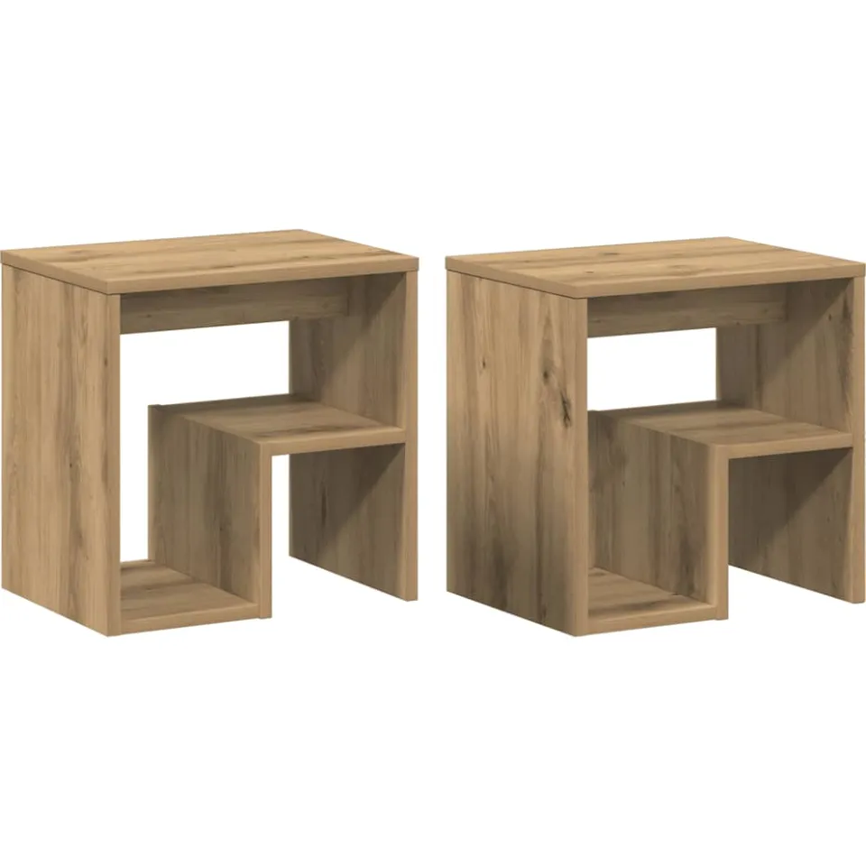 vidaXL Nachtkastjes 2 st 40x30x40 cm bewerkt hout artisanaal eiken, foto 3