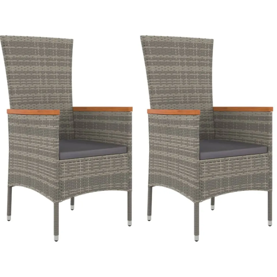 vidaXL 3-delige Tuinset met kussens poly rattan grijs, foto 3