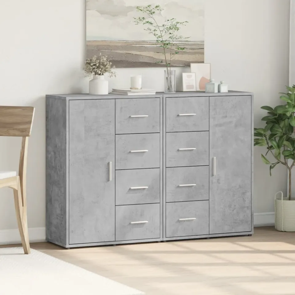 vidaXL Dressoirs 2 st 60x31x84 cm bewerkt hout betongrijs grijs, foto 3