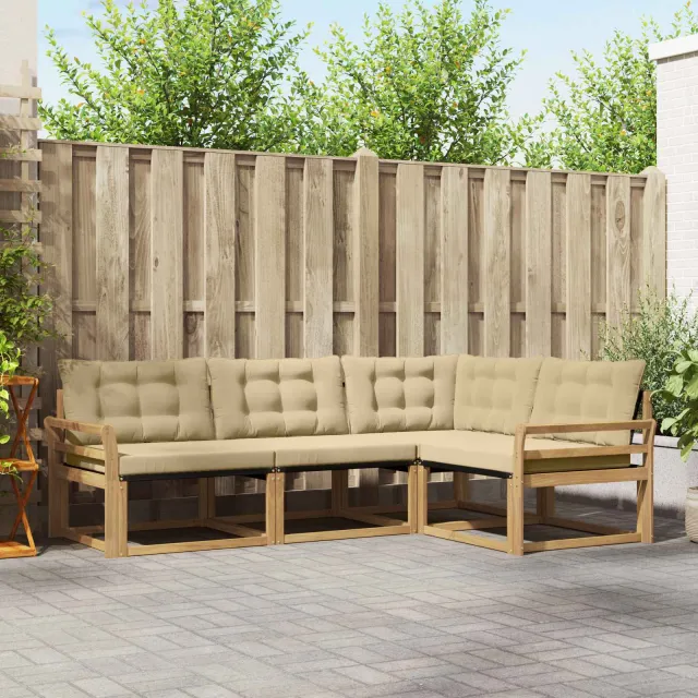vidaXL Buiten bankenset 4 st Wit en Beige Bruin