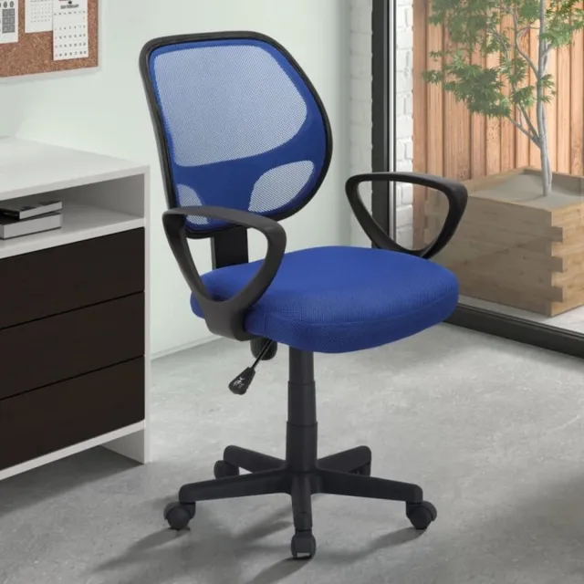 Rousseau Kinderbureaustoel Hippa Blauw – Verstelbaar – Mesh Rugleuning – Met Armleuningen en Wielen