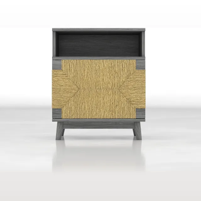 REDOM Set van 2 nachtkastjes 48x35x58 cm - Drukopenende deur, open vak en verstelbare plank - Grijs