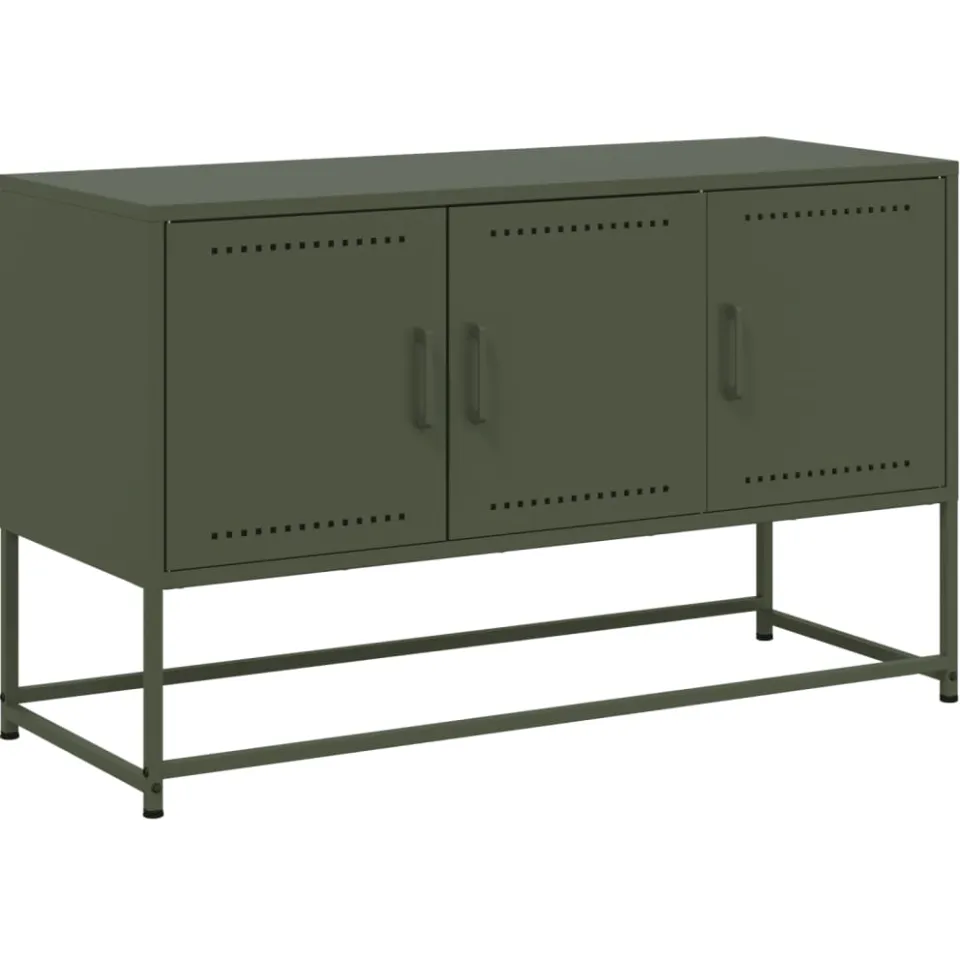 vidaXL Tv-meubel 100,5x39x60,5 cm staal olijfgroen