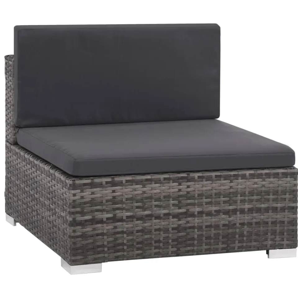 vidaXL 6-delige Loungeset met kussens poly rattan grijs, foto 3
