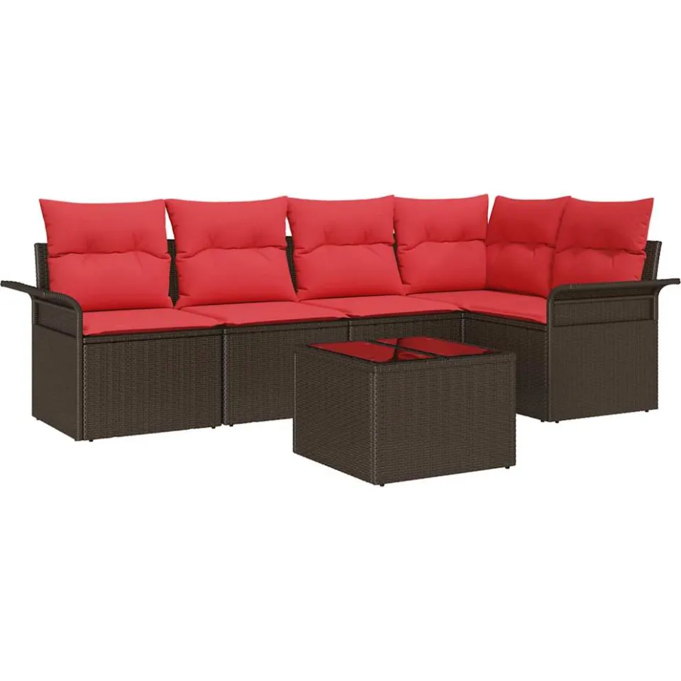 vidaXL Tuin Sofa Set 6 st Bruin poly rattan