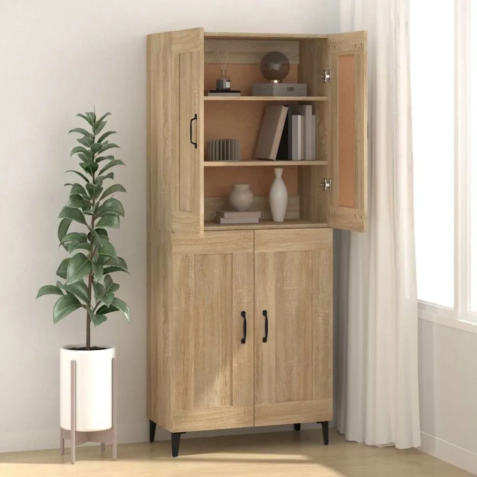 vidaXL Dressoir 69,5x34x90 cm bewerkt hout sonoma eikenkleurig, foto 3