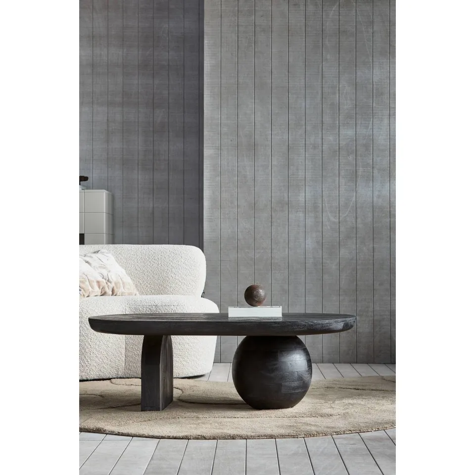 WOOOD Steppe Salontafel - Mango Hout - Zwart - 38x110x72, foto 3