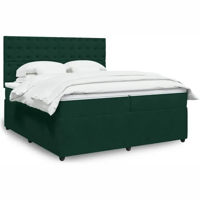 vidaXL Boxspring met matras fluweel donkergroen 200x200 cm groen