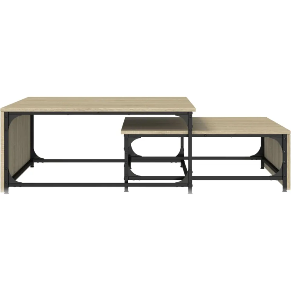 vidaXL 2-delige Salontafelset bewerkt hout en metaal sonoma eikenkleur, foto 4