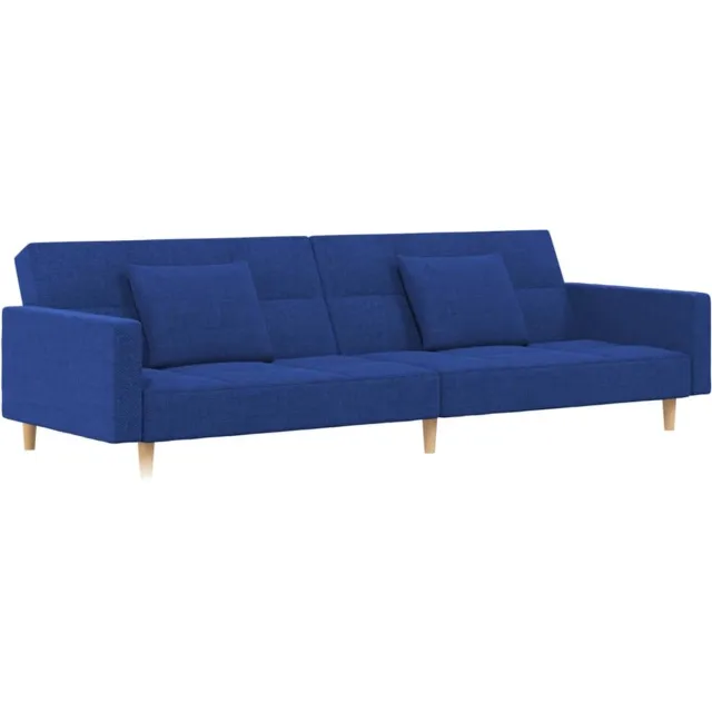 vidaXL Slaapbank - 2-zits - met - 2 - kussens - stof - blauw