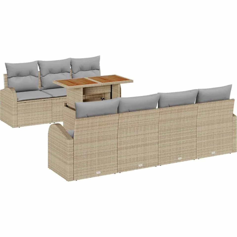 vidaXL Tuin Sofa Set 8 st Beige Poly riet