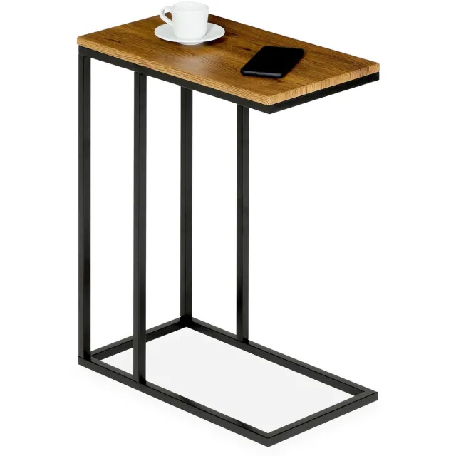 IDIMEX Bijzettafel DEBORA met metalen onderstel – Vintage/Zwart