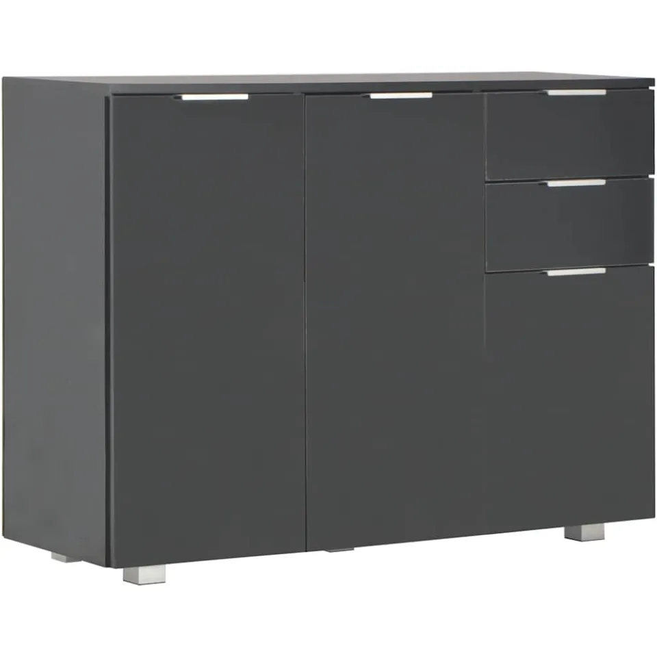 vidaXL Dressoir 107x35x80,5 cm hoogglans zwart, foto 3