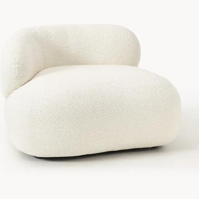 Westwing Collection Bouclé loungefauteuil Alba wit