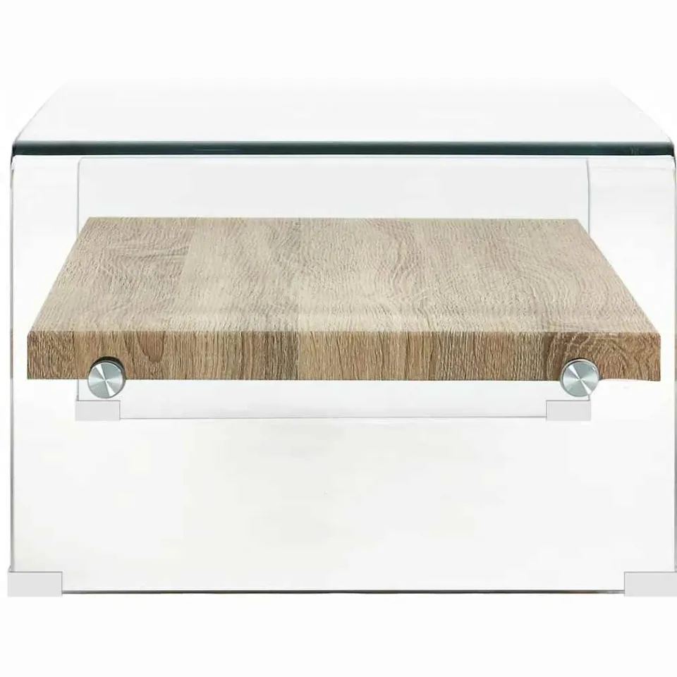 vidaXL Salontafel 98x45x31 cm gehard glas transparant transparent, foto 3