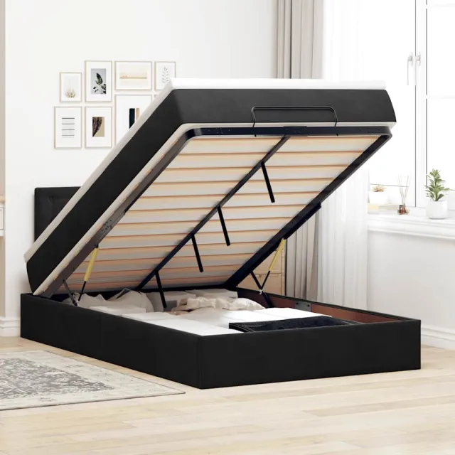 vidaXL Ottoman bed met matras 120x200cm fluweel zwart