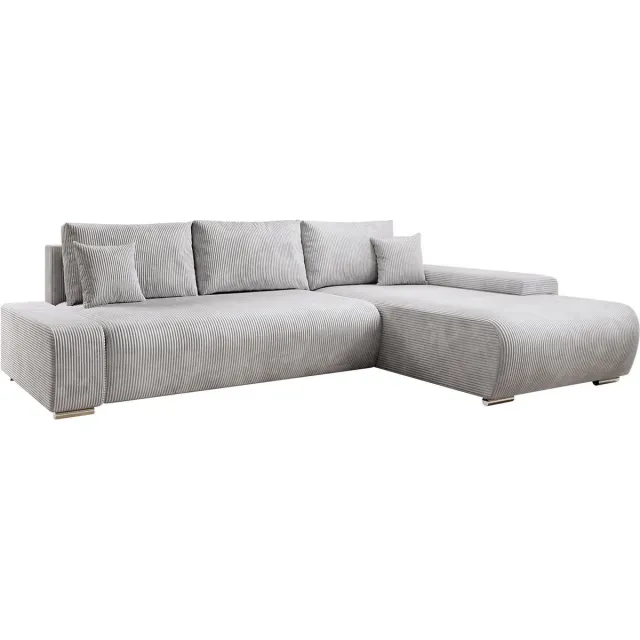 Juskys Sofa Iseo - Rechts - Met slaapfunctie - Lichtgrijs