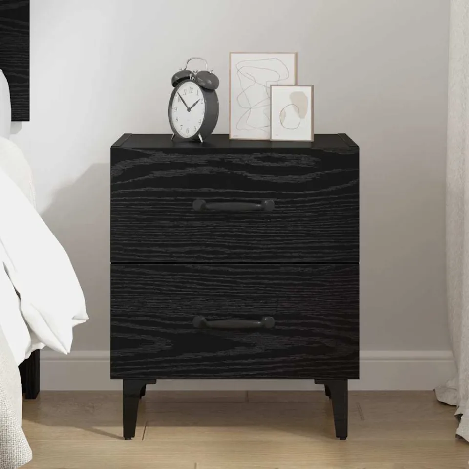 vidaXL Bed kast Zwart Eiken 40 x 35 x 47,5 cm Bewerkt hout, foto 4