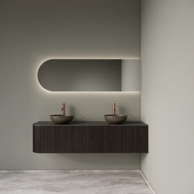 Gliss Design Badkamermeubelset Gliss Design Alluro 160 cm Rechts Ebony Eiken