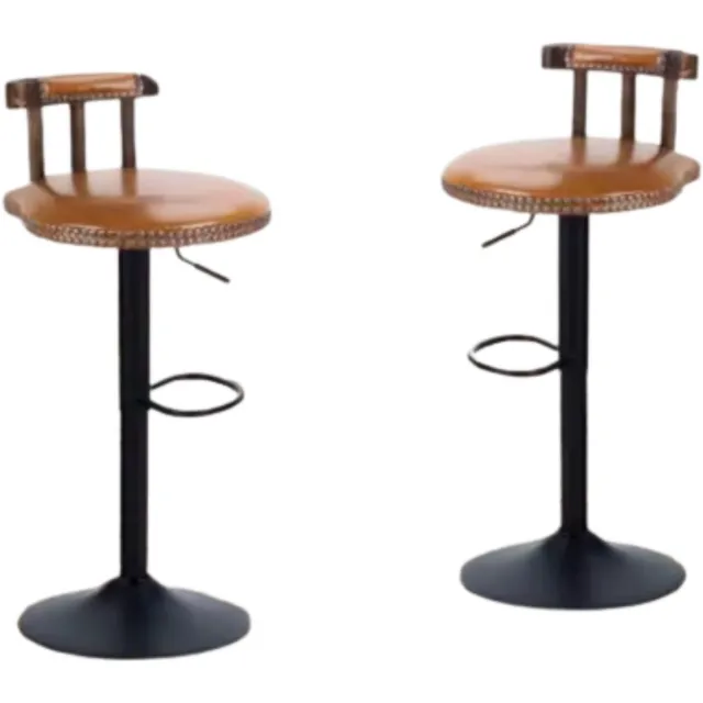 Happiq Barkrukken Retro Fioren - Set van 2 - Met rugleuning - Licht bruin - Verstelbaar - Voor Keuken, Bar of woonkamer - Draaibaar - PU leer