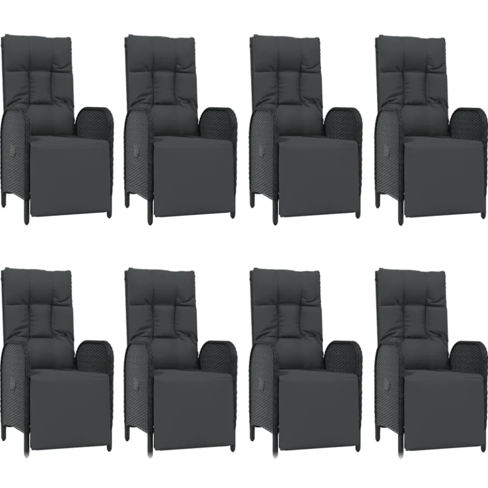 vidaXL 9-delige Tuinset poly rattan zwart, foto 3