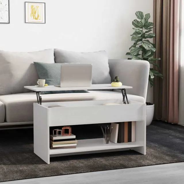 vidaXL Salontafel 102x50x52,5 cm bewerkt hout hoogglans wit, foto 2