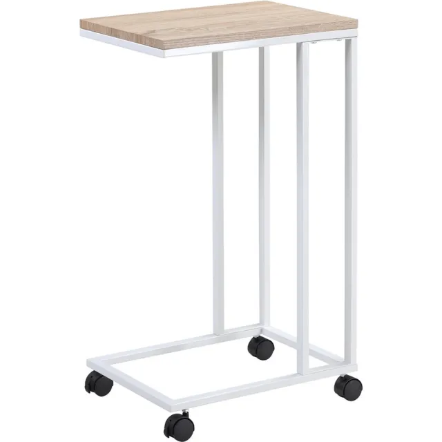 Casaria Bijzettafel - op Wieltjes - 50x35x70cm - Industrieel - Wit/Bruin