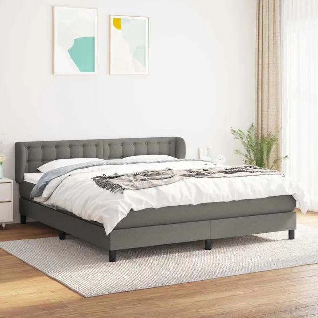vidaXL Boxspring met matras stof donkergrijs 160x200 cm grijs